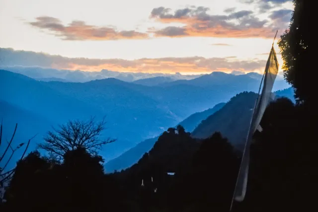 Aussicht auf die Berge des Himalayamassivs