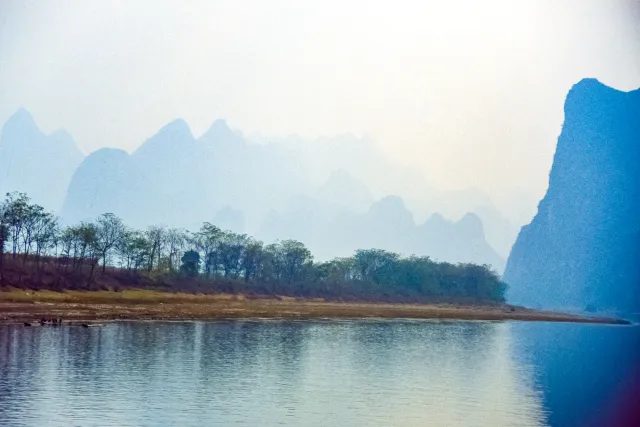 The karst landscapes on the Li River near Guilin