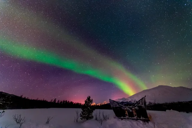 Nordlichter über den Lyngenfjorder Alpen