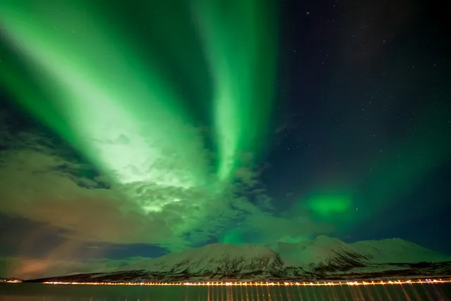 Aurora over the Lyngenfjord Alps