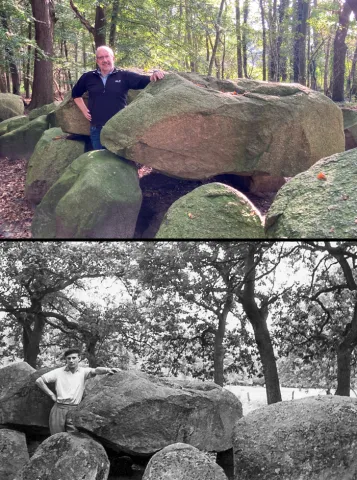 Jürgen (2021) and his father in law Rudi (1956) in front of the Volbers Hünensteine