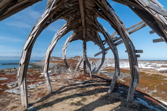 The impressive Drakkar-Leviathan sculpture in Ultima Thule, Vardø