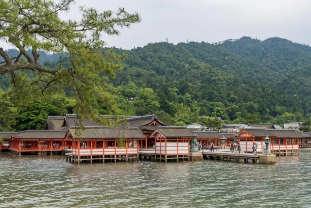 The Itsukushima Shrine on the island of Miyajima in Hiroshima Prefecture in Japan